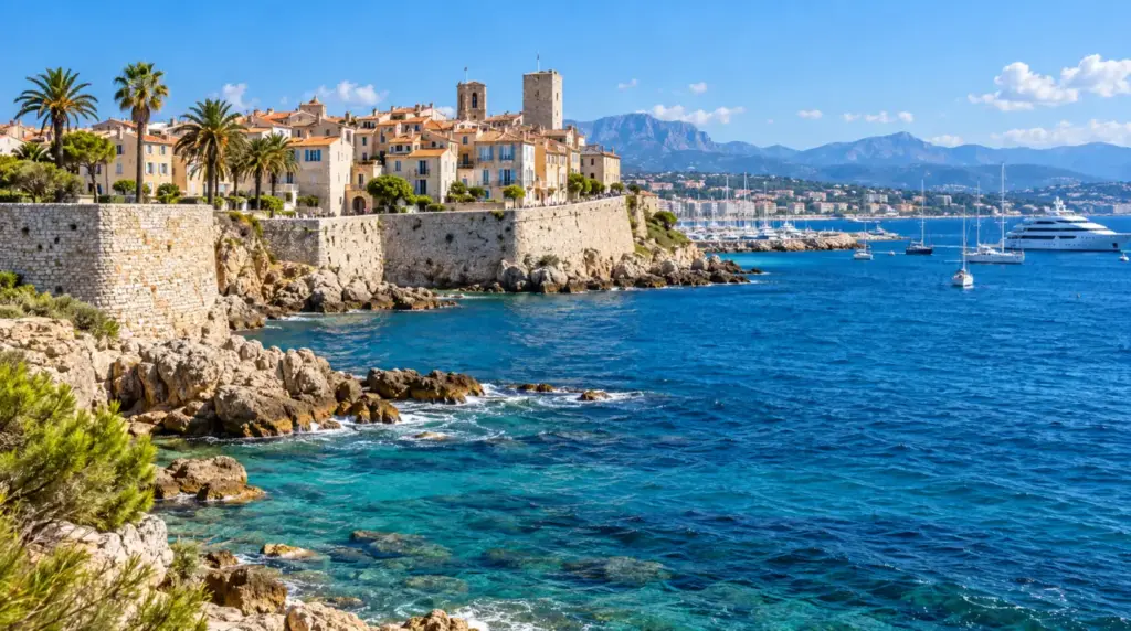 Antibes Aurinkoinen rannikkonäkymä Antibesiin