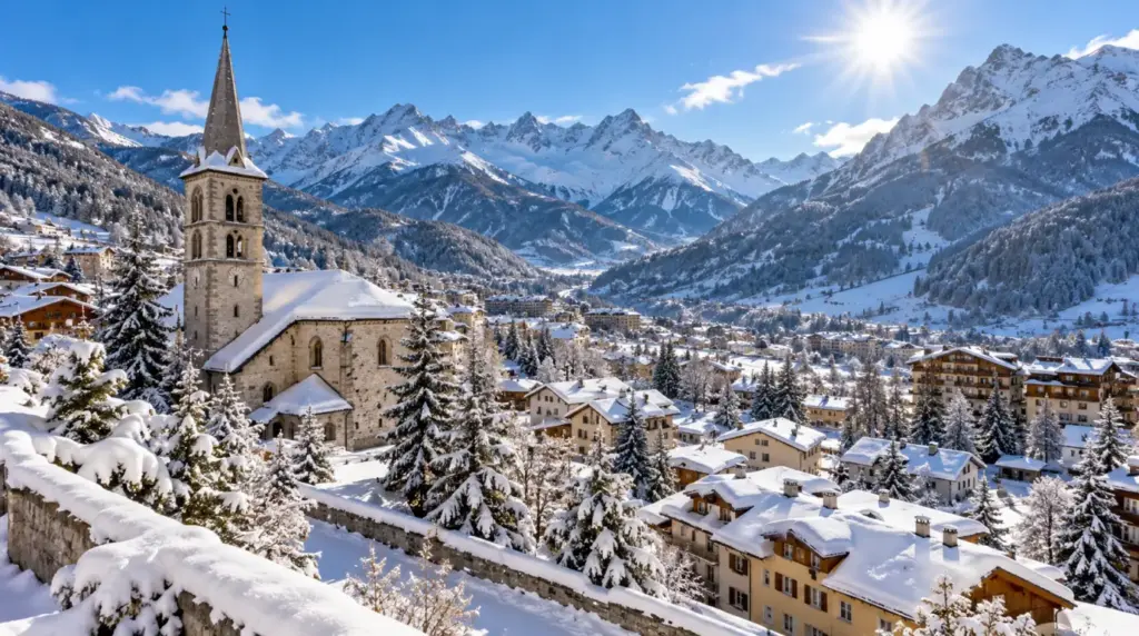 Bardonecchia Snowy alpine landscape and ski slopes in Bardonecchia