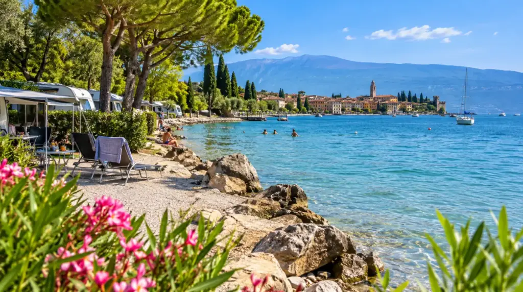 Camping Le Palme Lakeside camping scenery at Camping Le Palme on Lake Garda