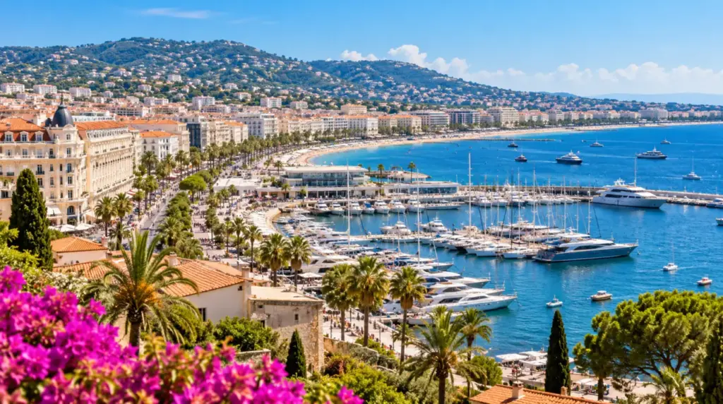 Sunny coastal view of Cannes