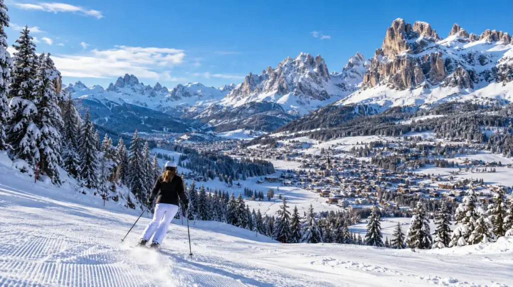 Cortina d'Ampezzo Snowy alpine landscape and ski slopes in Cortina d'Ampezzo