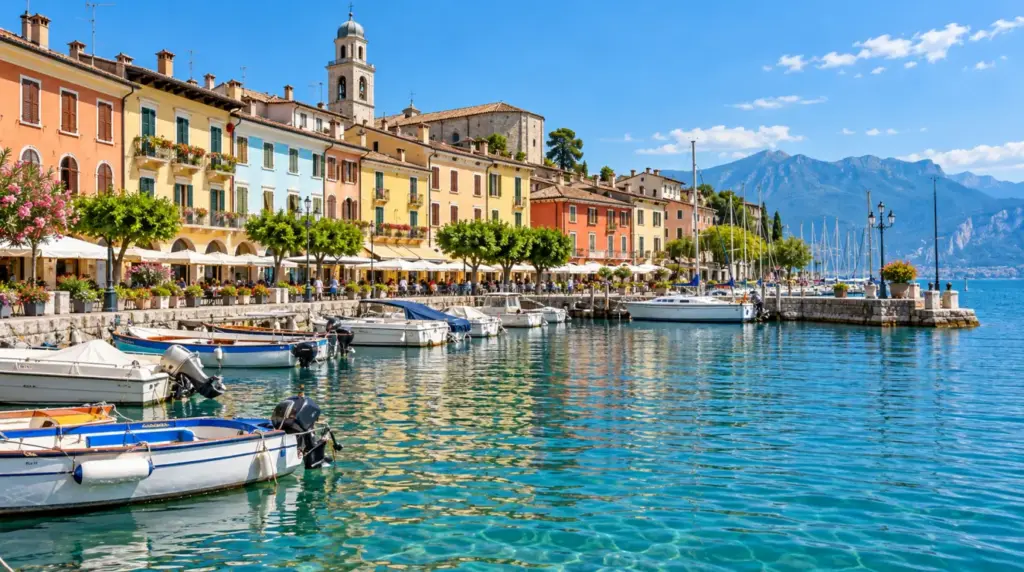 Desenzano del Garda Lakeside view of Desenzano del Garda with mountains in the background