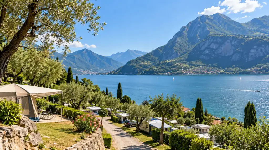 Fornella Camping Lakeside camping scenery at Fornella Camping on Lake Garda
