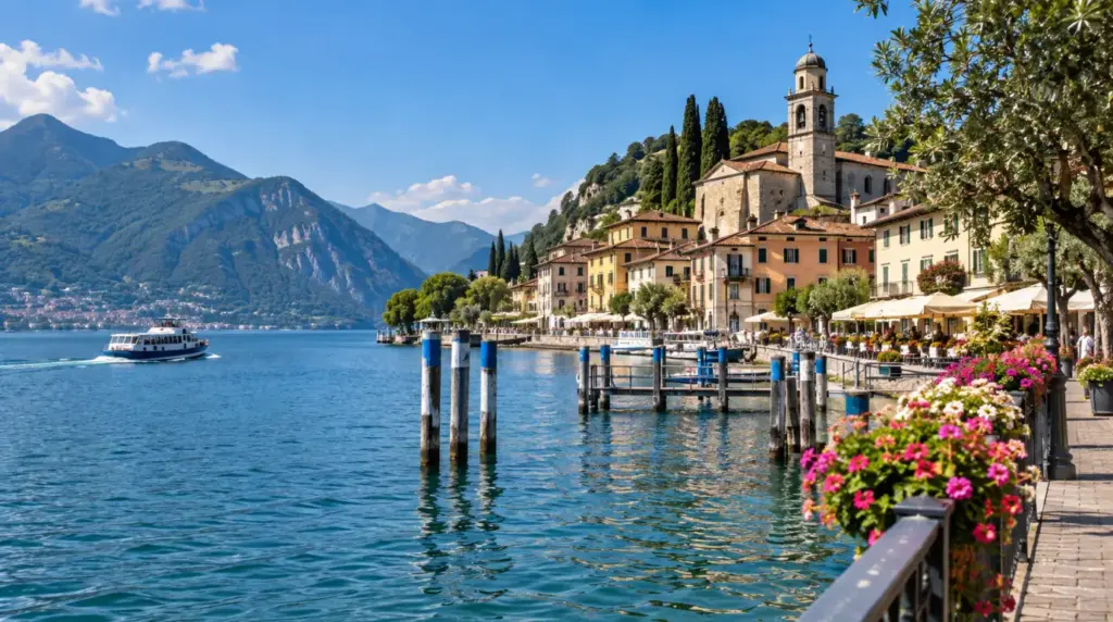 Iseo Lakeside view of Iseo with mountains in the background