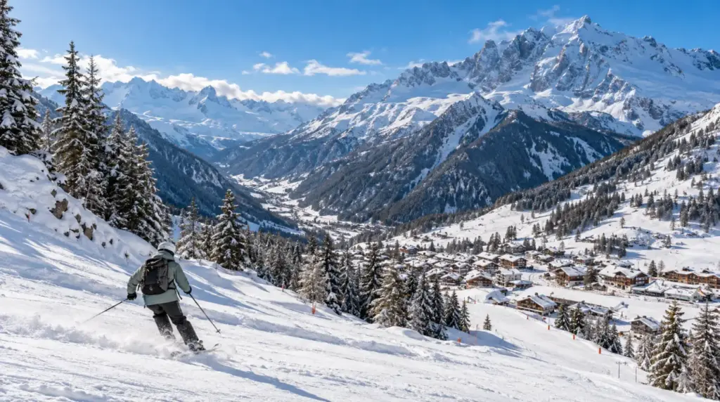 Tuile Zaśnieżony alpejski krajobraz i stoki narciarskie w La Thuile