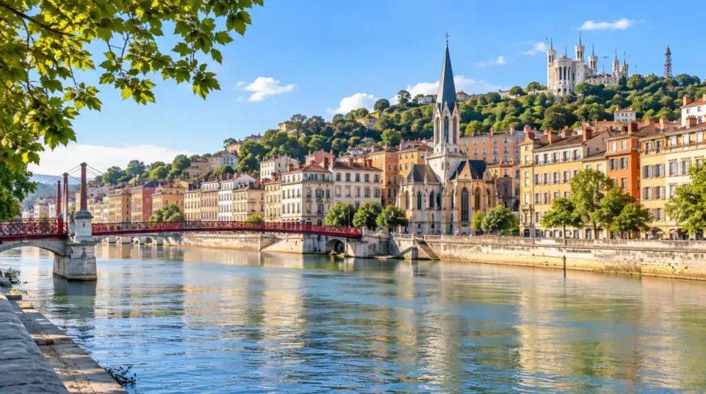 Lyon Sommarvy över Lyon och det omgivande landskapet