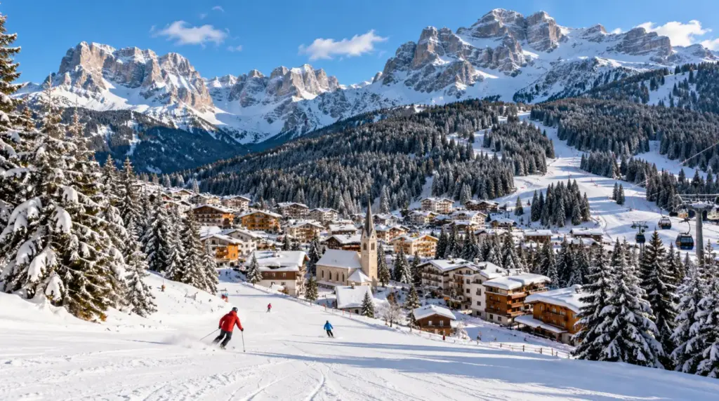 Madonna di Campiglio Snowy alpine landscape and ski slopes in Madonna di Campiglio