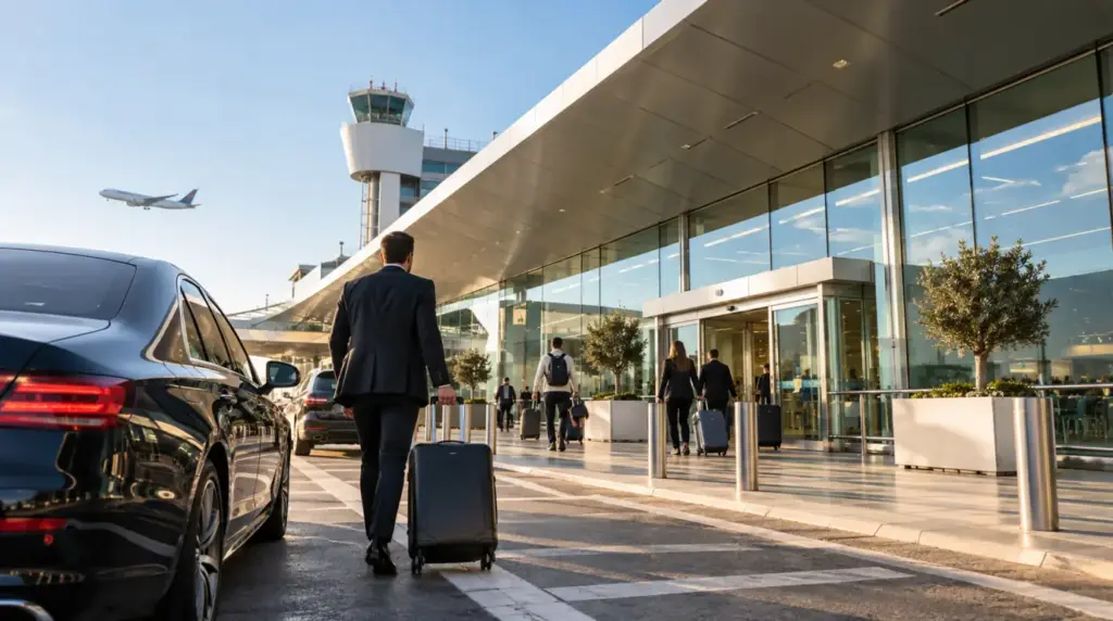Αεροδρόμιο Linate του Μιλάνου Τερματικός σταθμός και σοφέρ του αεροδρομίου Λινάτε του Μιλάνου