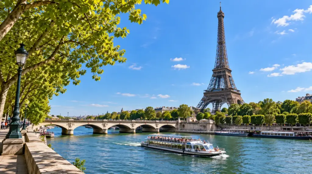 Eiffel Tower and Seine river in Paris