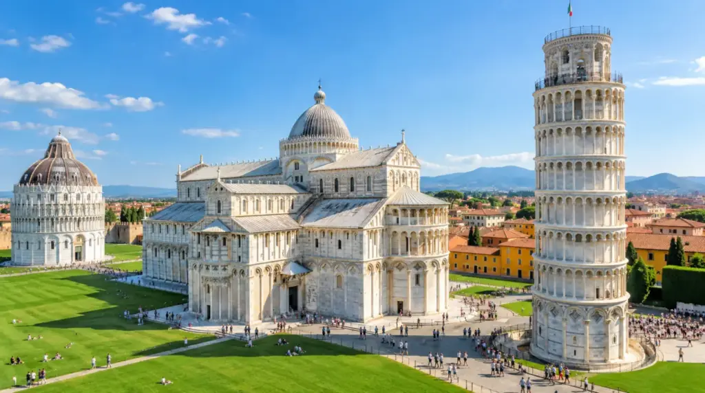 Pisa Leaning Tower and cathedral in Pisa