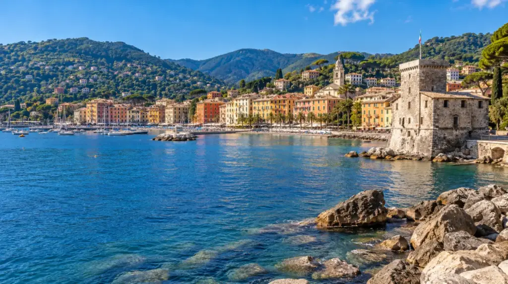 Sunny coastal view of Rapallo