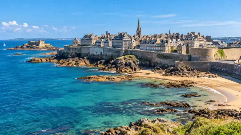 Sunny coastal view of Saint-Malo
