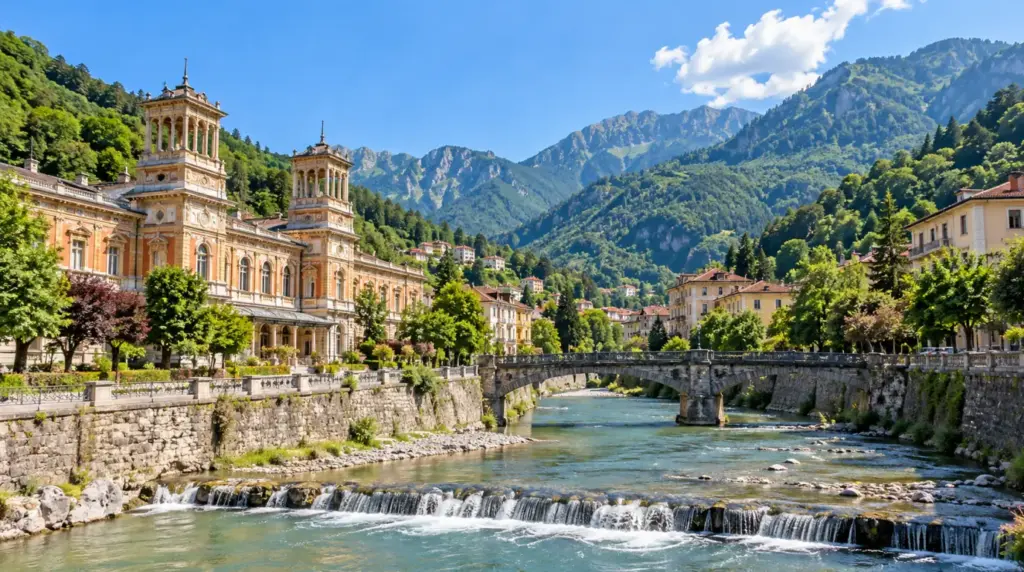 San Pellegrino Terme Summer view of San Pellegrino Terme and the surrounding landscape