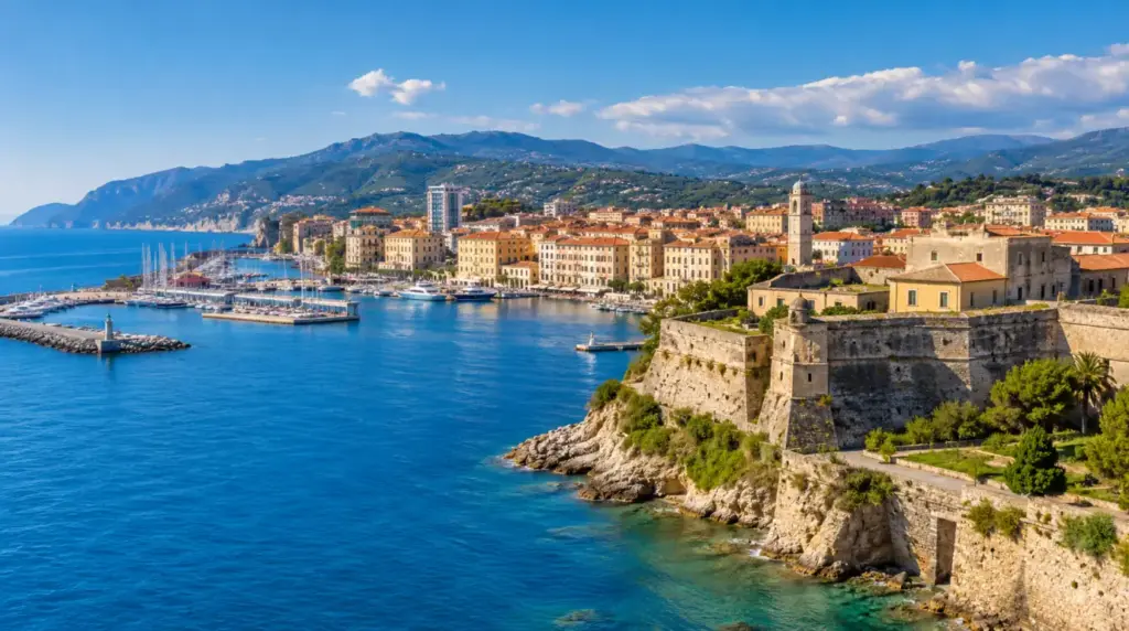 Sunny coastal view of Savona