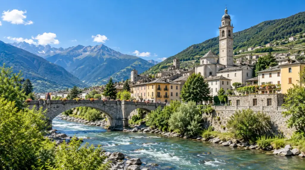 Sondrio Summer view of Sondrio and the surrounding landscape