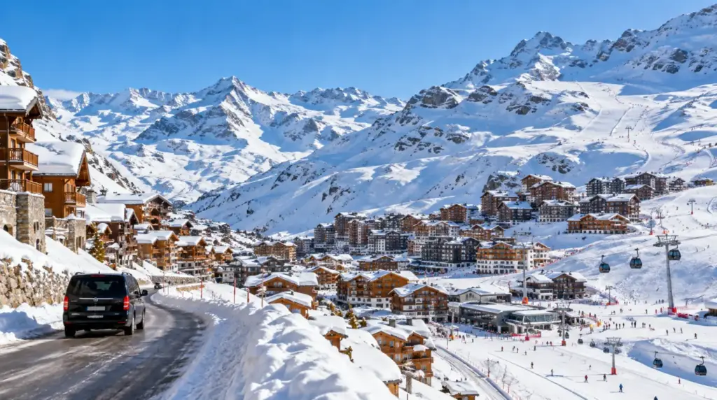Val Thorens Snowy alpine landscape and ski slopes in Val Thorens